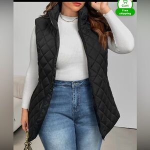 Quilted Black Sleeveless Puffer Vest